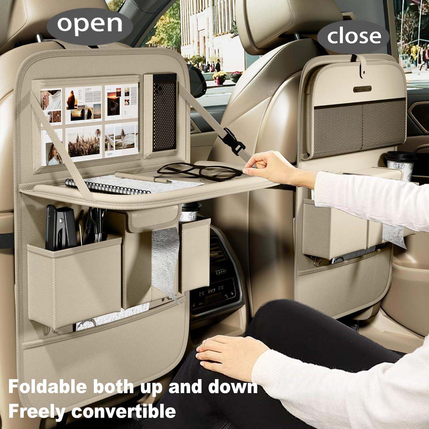 Organizador de Asiento Trasero Aiuwo XYBD con Mesa Plegable Beige