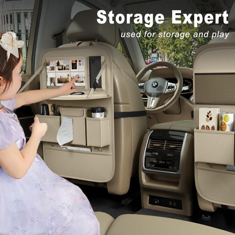 Organizador de Asiento Trasero Aiuwo XYBD con Mesa Plegable Beige