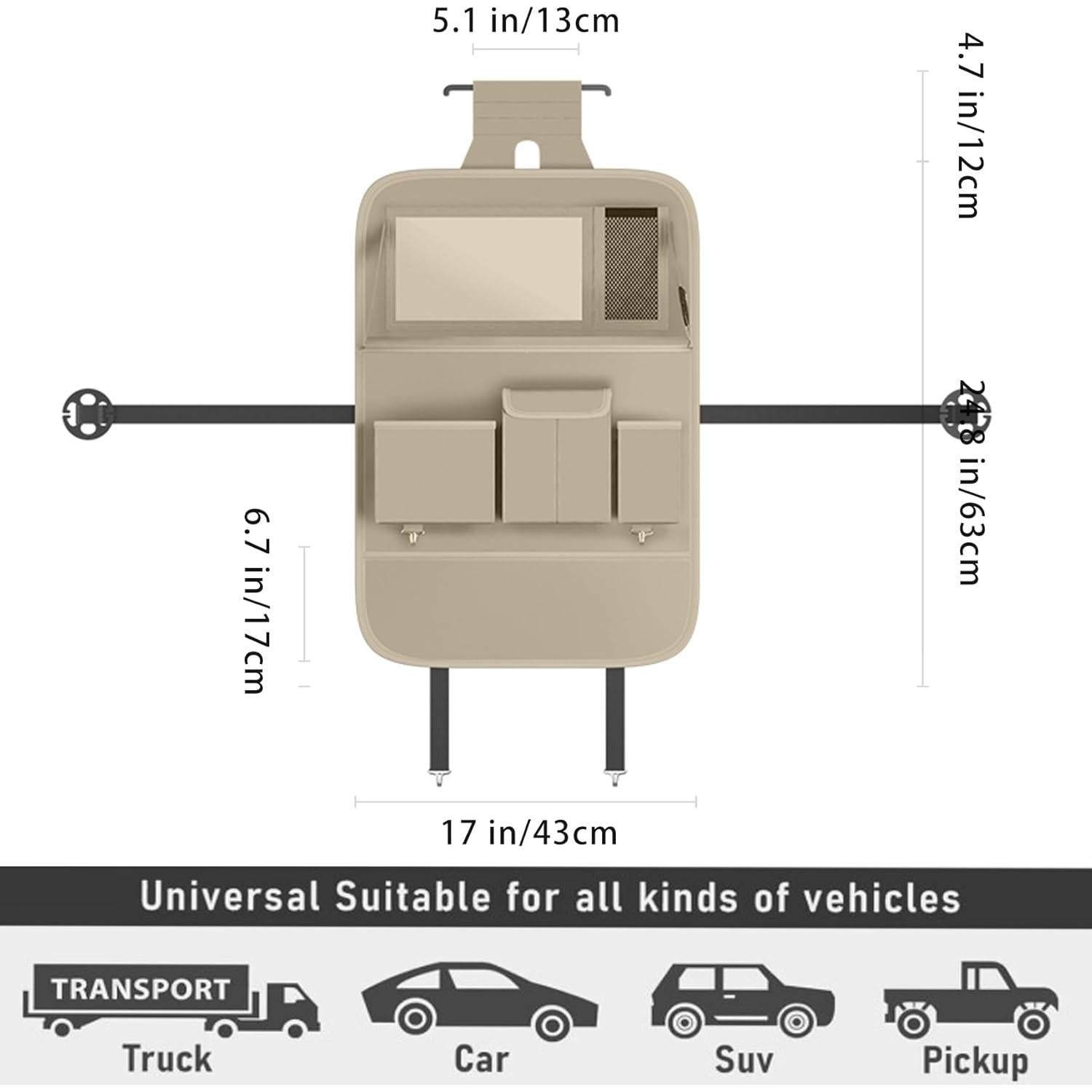 Organizador de Asiento Trasero Aiuwo XYBD con Mesa Plegable Beige
