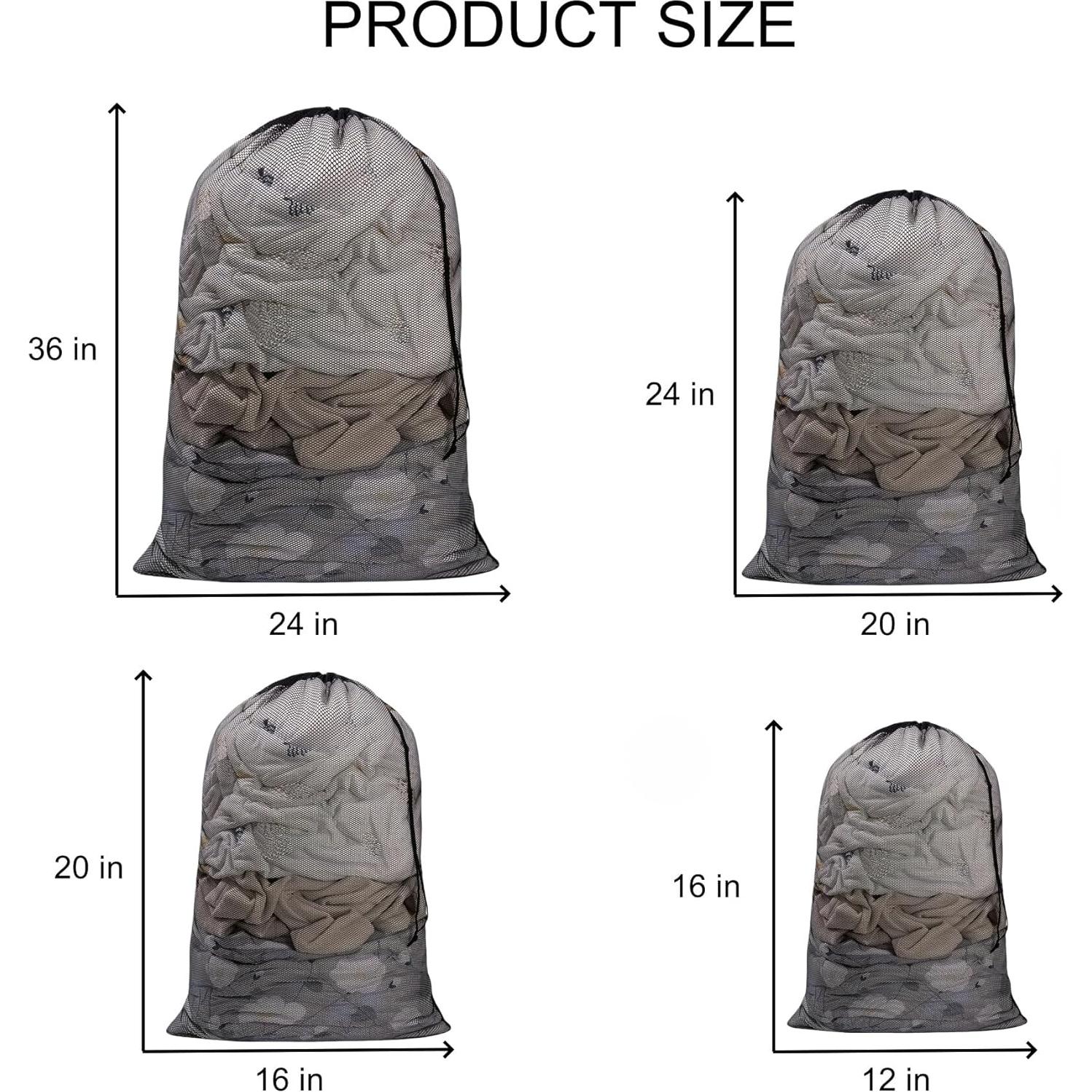 Bolsas de Lavandería ARZASGO, Paquete de 4 Tamaños, Negro