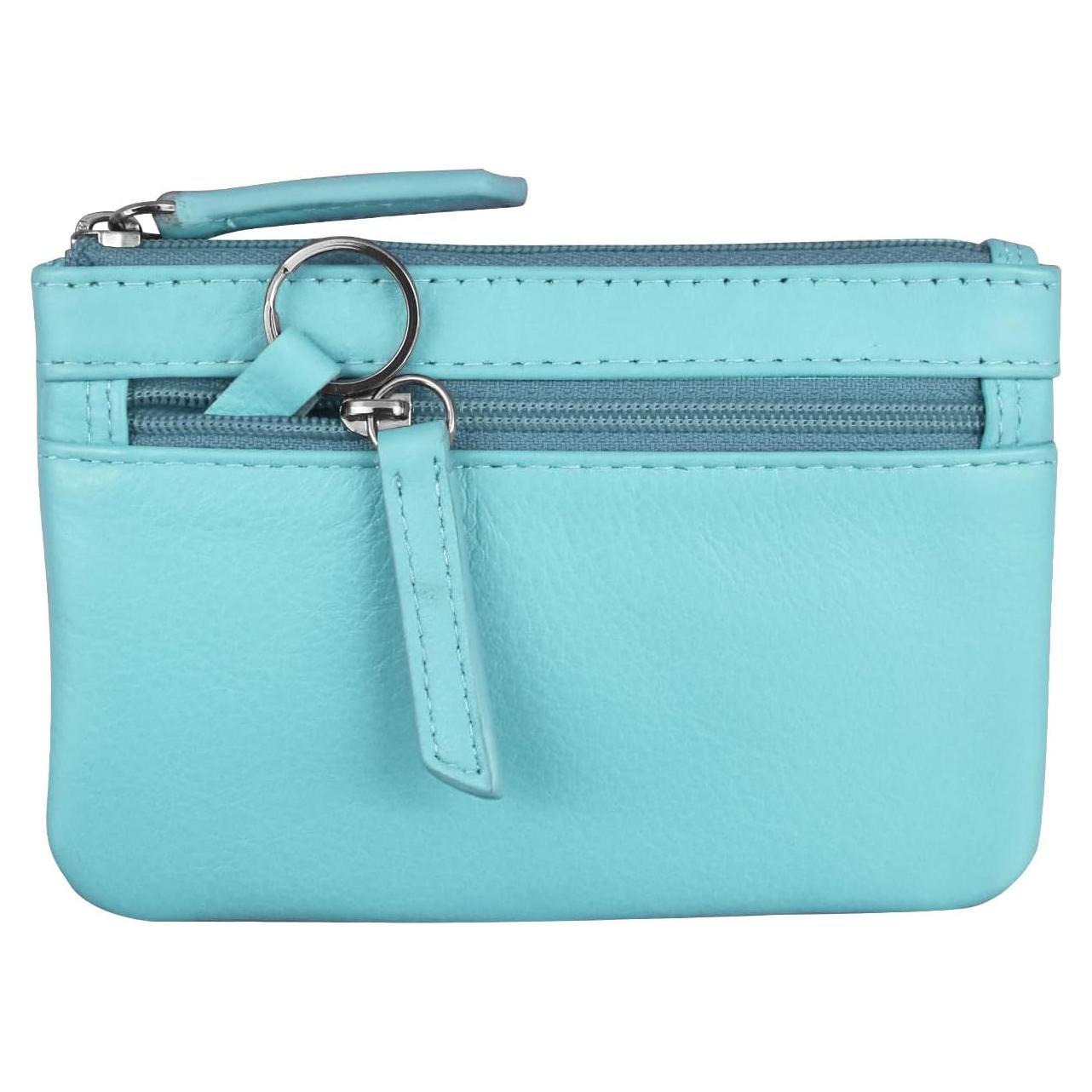 Mini Monedero de Cuero ili Nueva York con RFID Azul Egeo