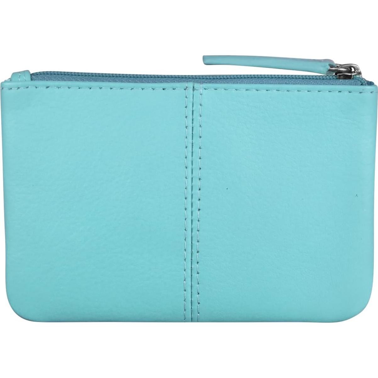 Mini Monedero de Cuero ili Nueva York con RFID Azul Egeo