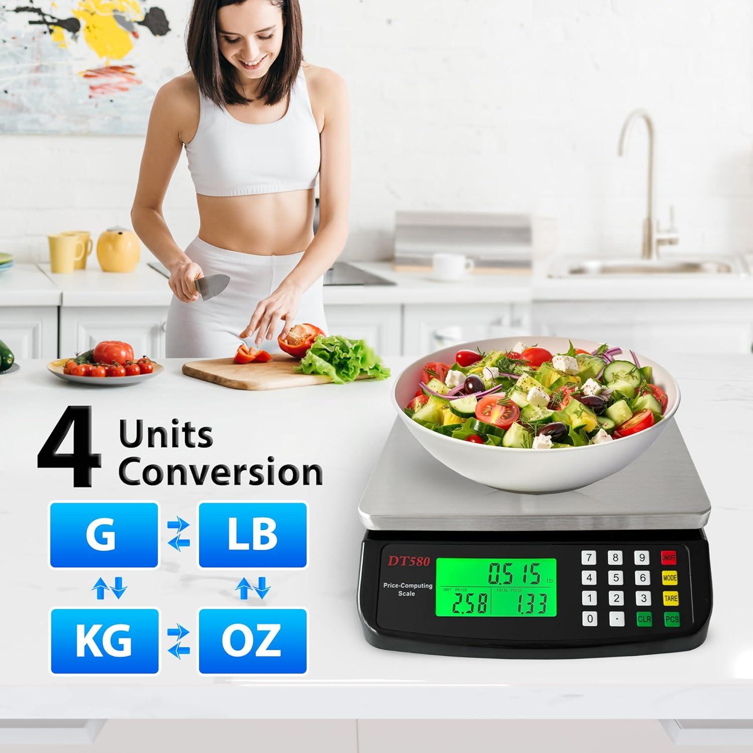 Balanza Digital de Cocina MOCCO 40kg Acero Inoxidable LCD