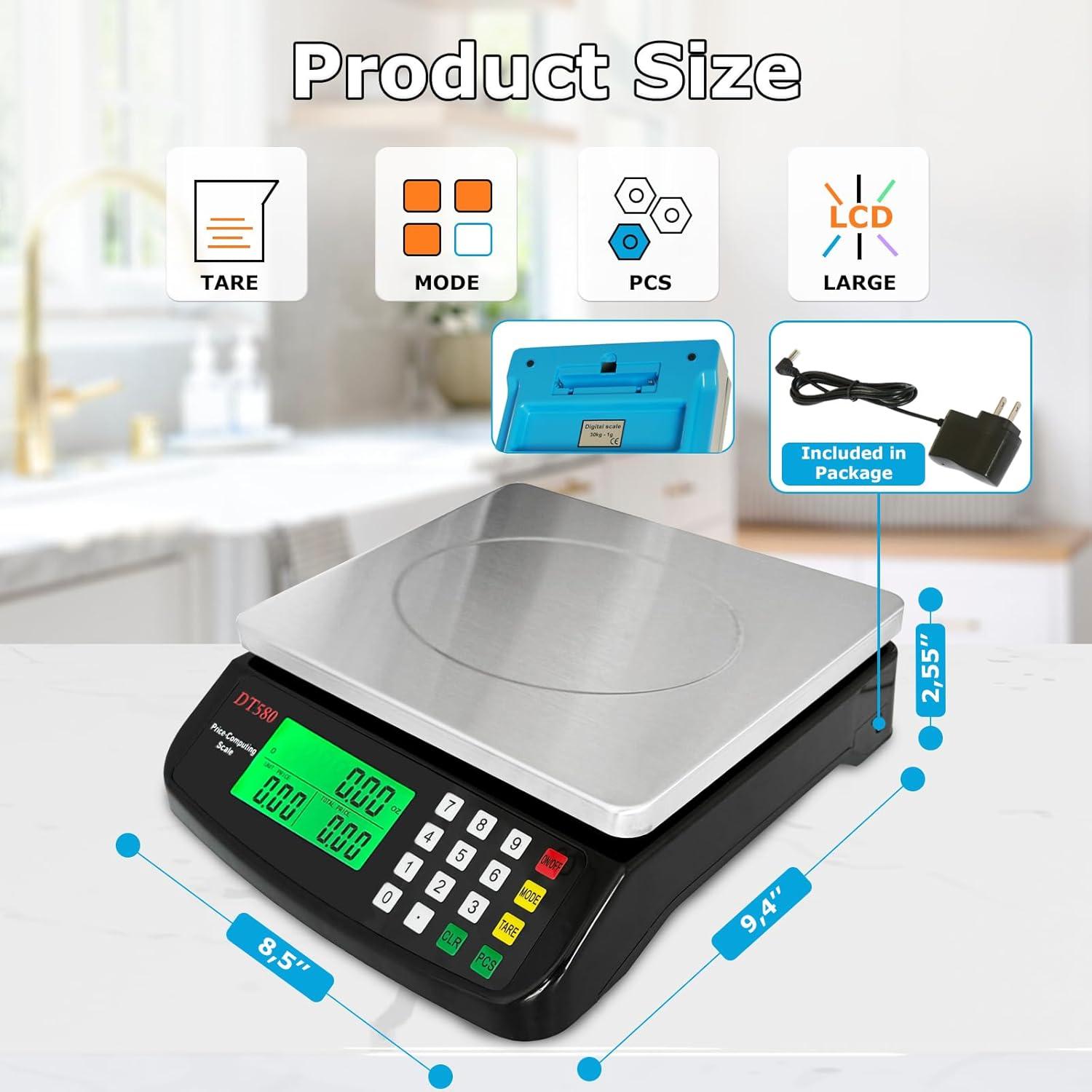 Balanza Digital de Cocina MOCCO 40kg Acero Inoxidable LCD