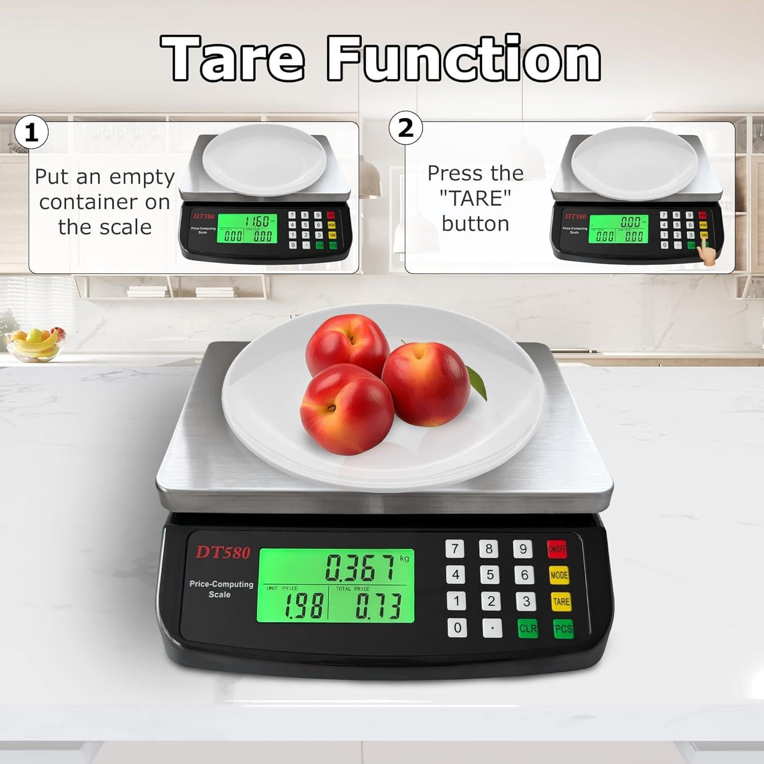 Balanza Digital de Cocina MOCCO 40kg Acero Inoxidable LCD