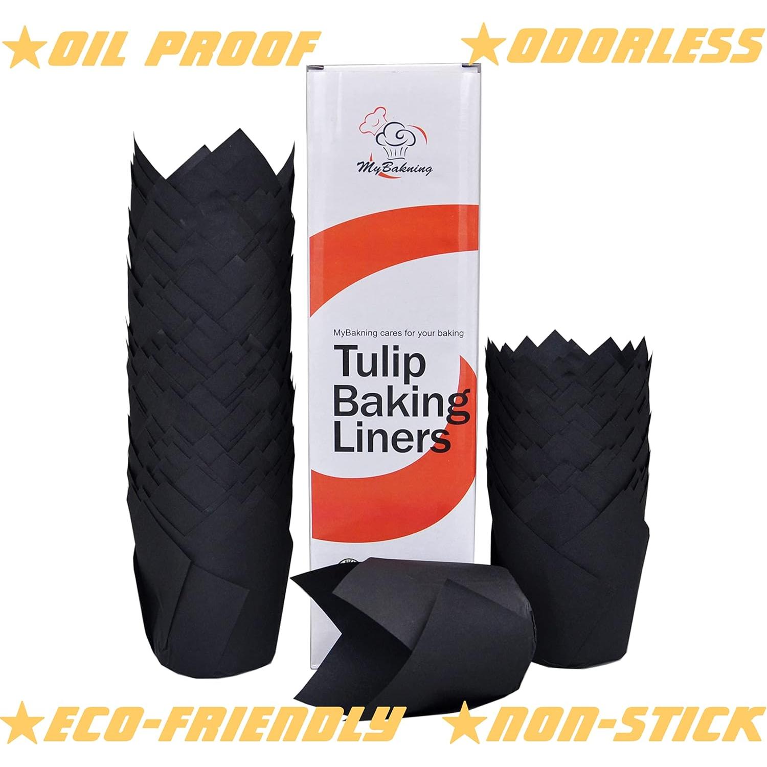 Tazas para Hornear Tulipán MyBakning 130 Piezas 5.7 cm Negro