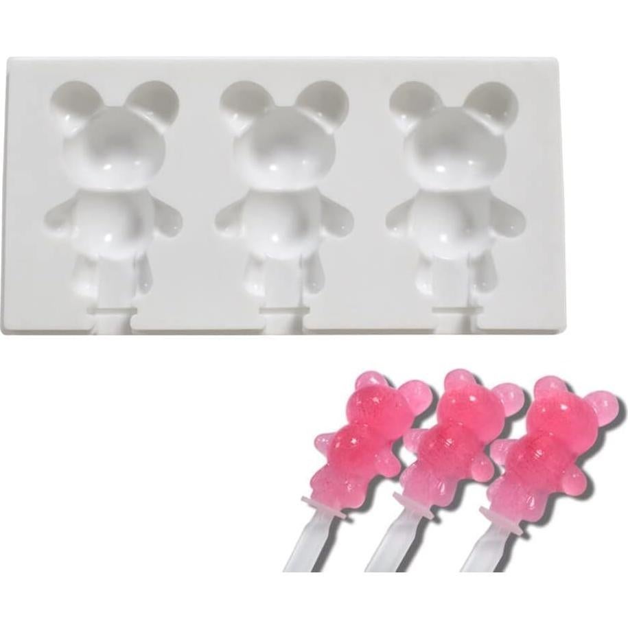 Molde de Paletas de Silicona Ykybhx Oso 3 Cavidades