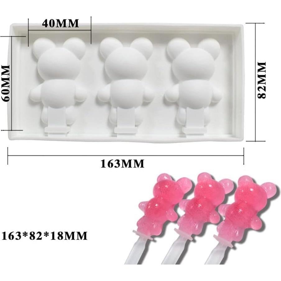 Molde de Paletas de Silicona Ykybhx Oso 3 Cavidades