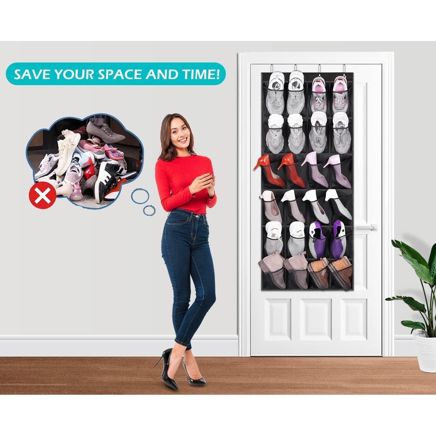 Organizador de Zapatos para Puerta MISSLO 24 Bolsillos Malla Negro