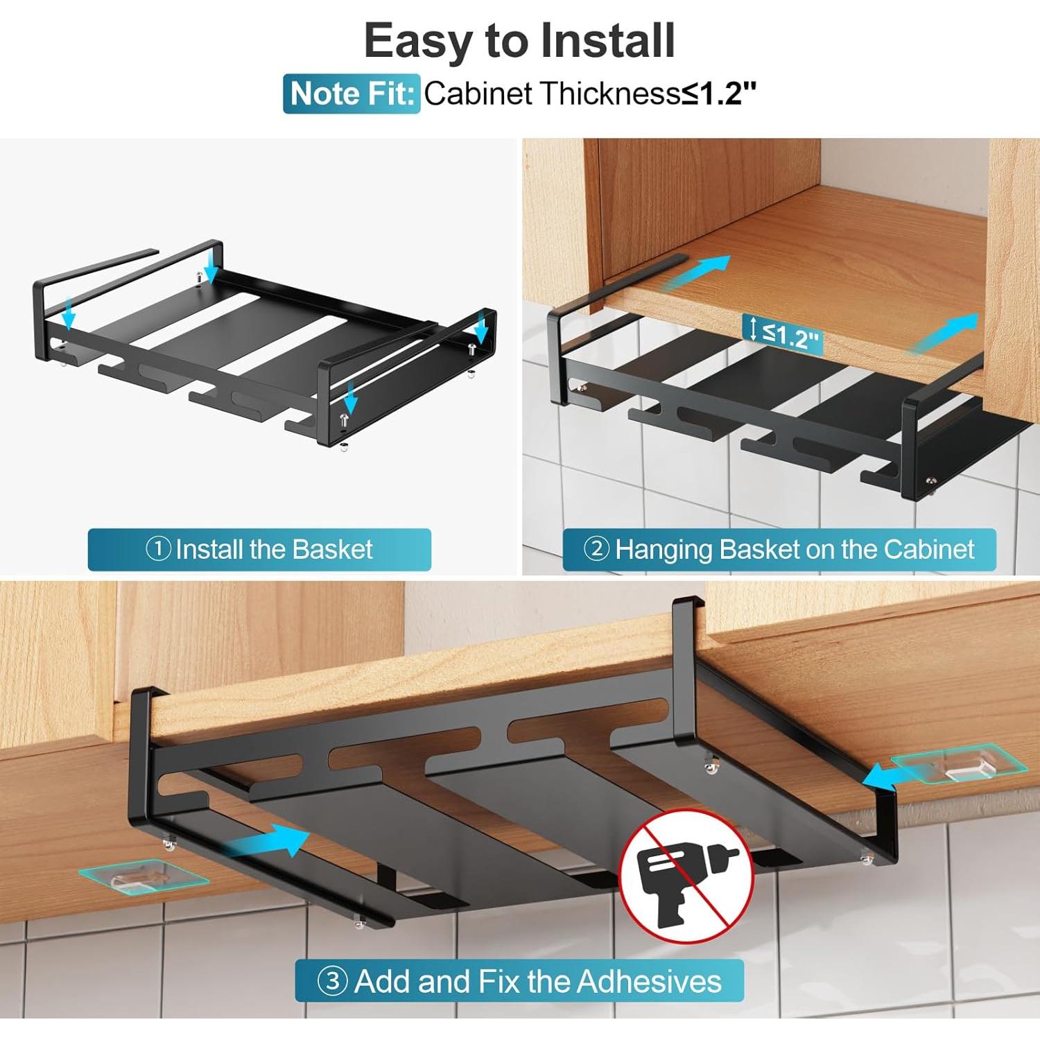 Soporte para Copas de Vino iSPECLE - 3 Filas, Negro, Ahorra Espacio