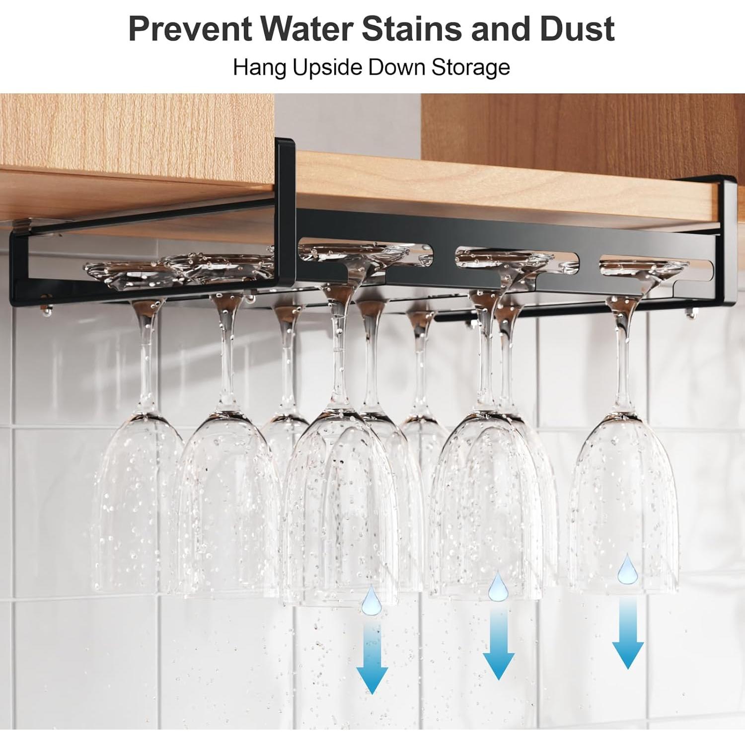 Soporte para Copas de Vino iSPECLE - 3 Filas, Negro, Ahorra Espacio