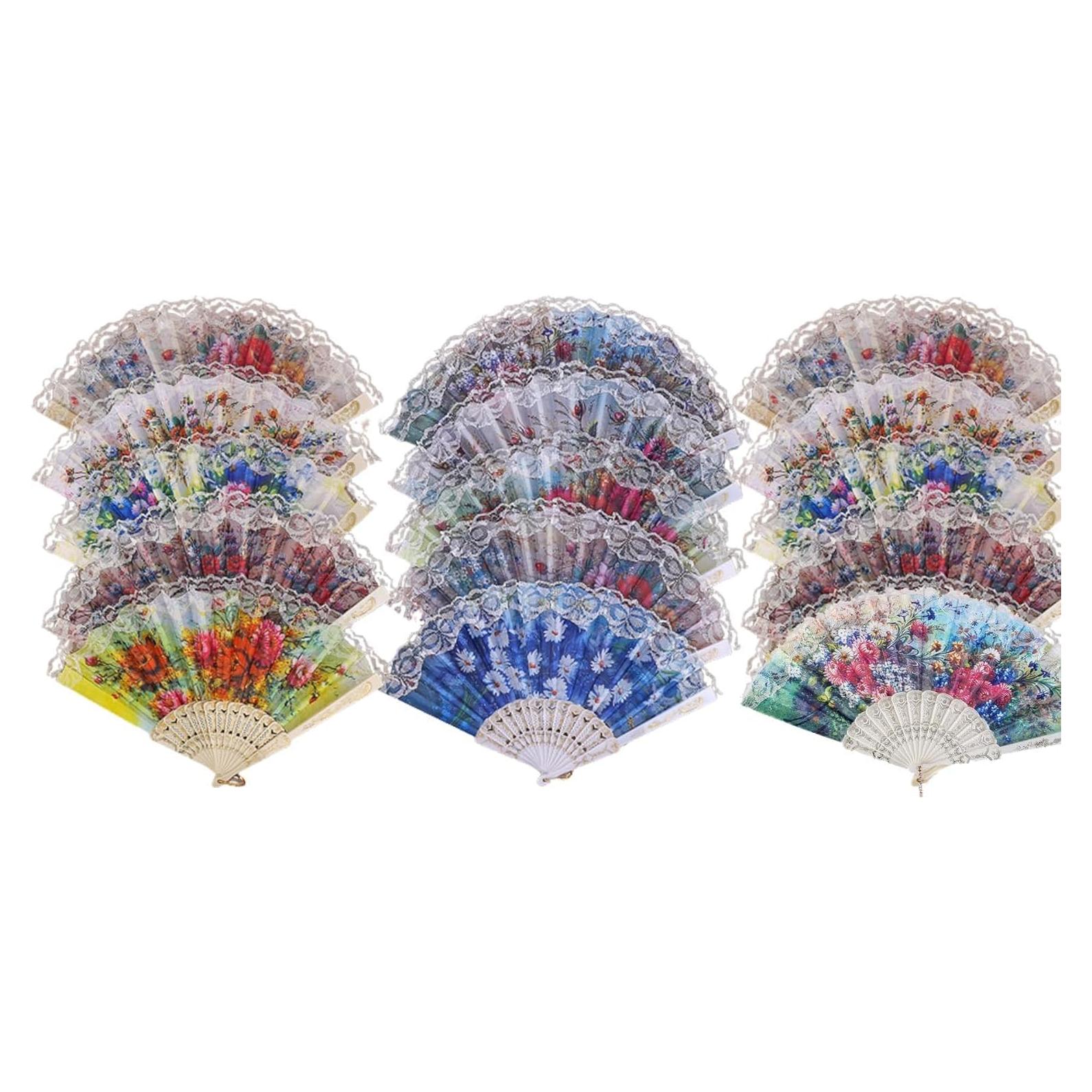 Abanicos Plegables Winture - 12 Paquetes Florales para Mujeres