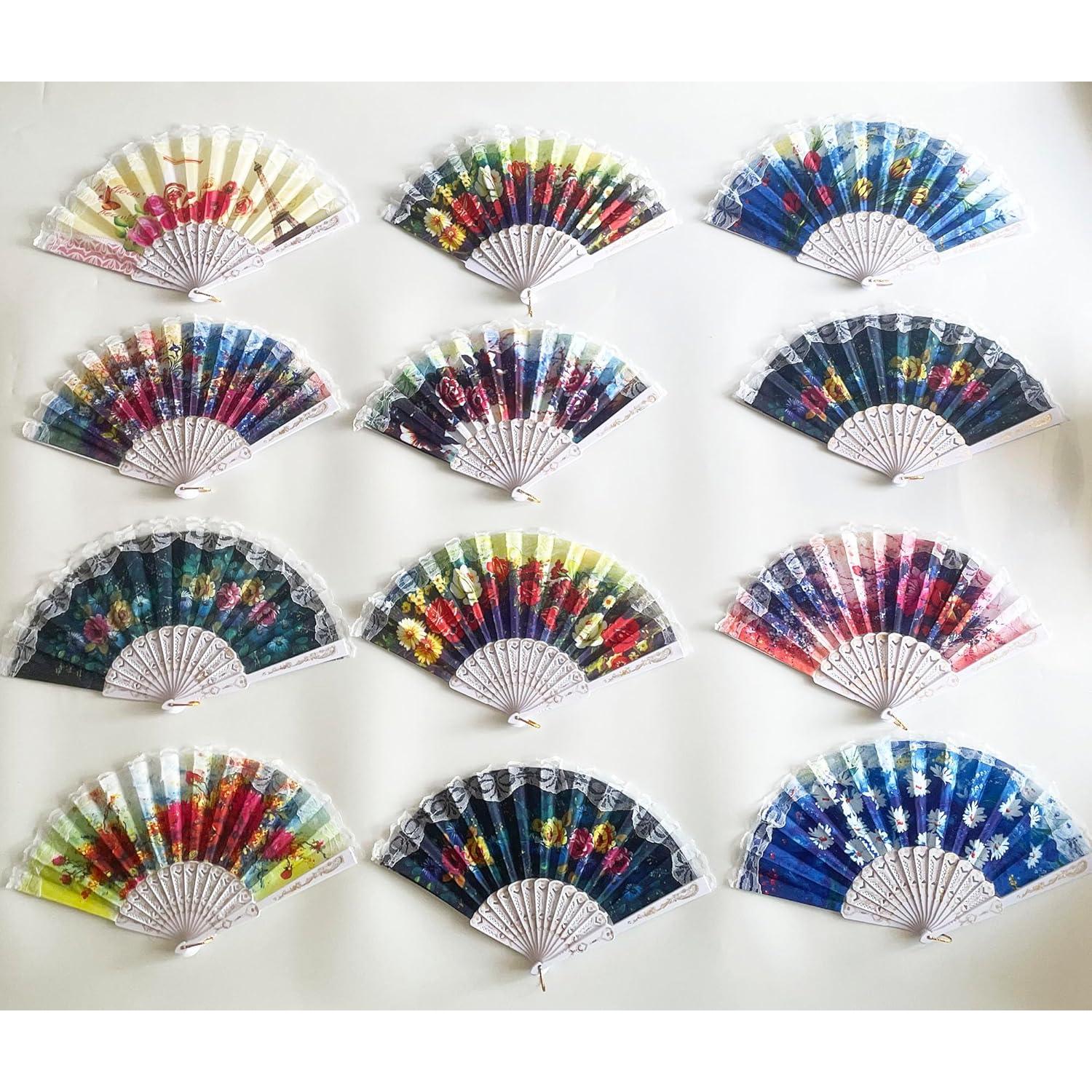 Abanicos Plegables Winture - 12 Paquetes Florales para Mujeres