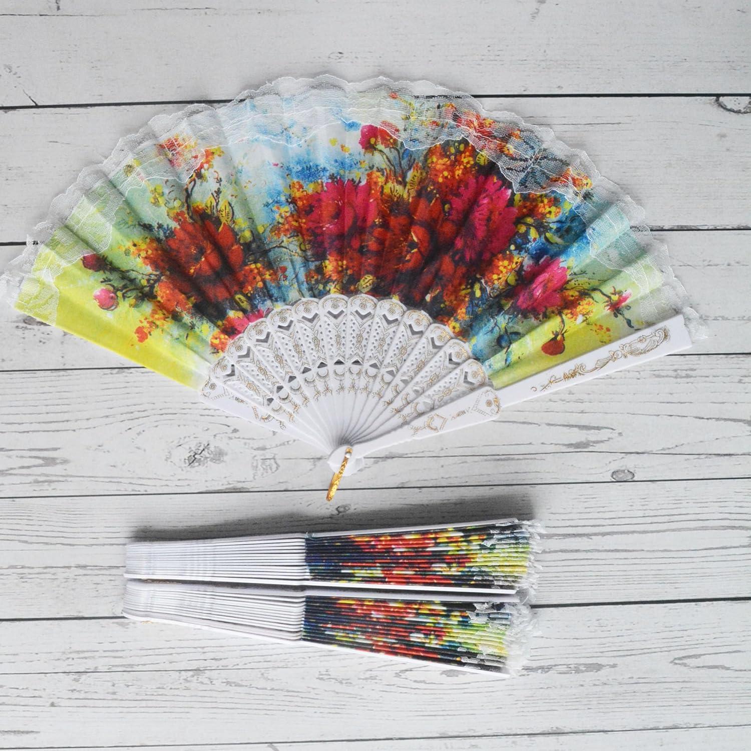 Abanicos Plegables Winture - 12 Paquetes Florales para Mujeres