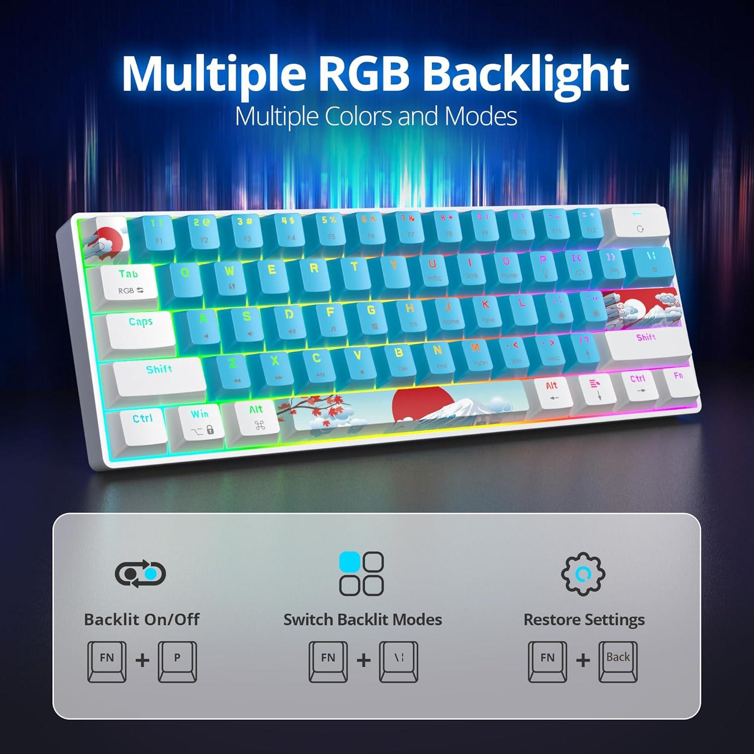 Teclado Mecánico Compacto CDTech 61 Teclas RGB Azul