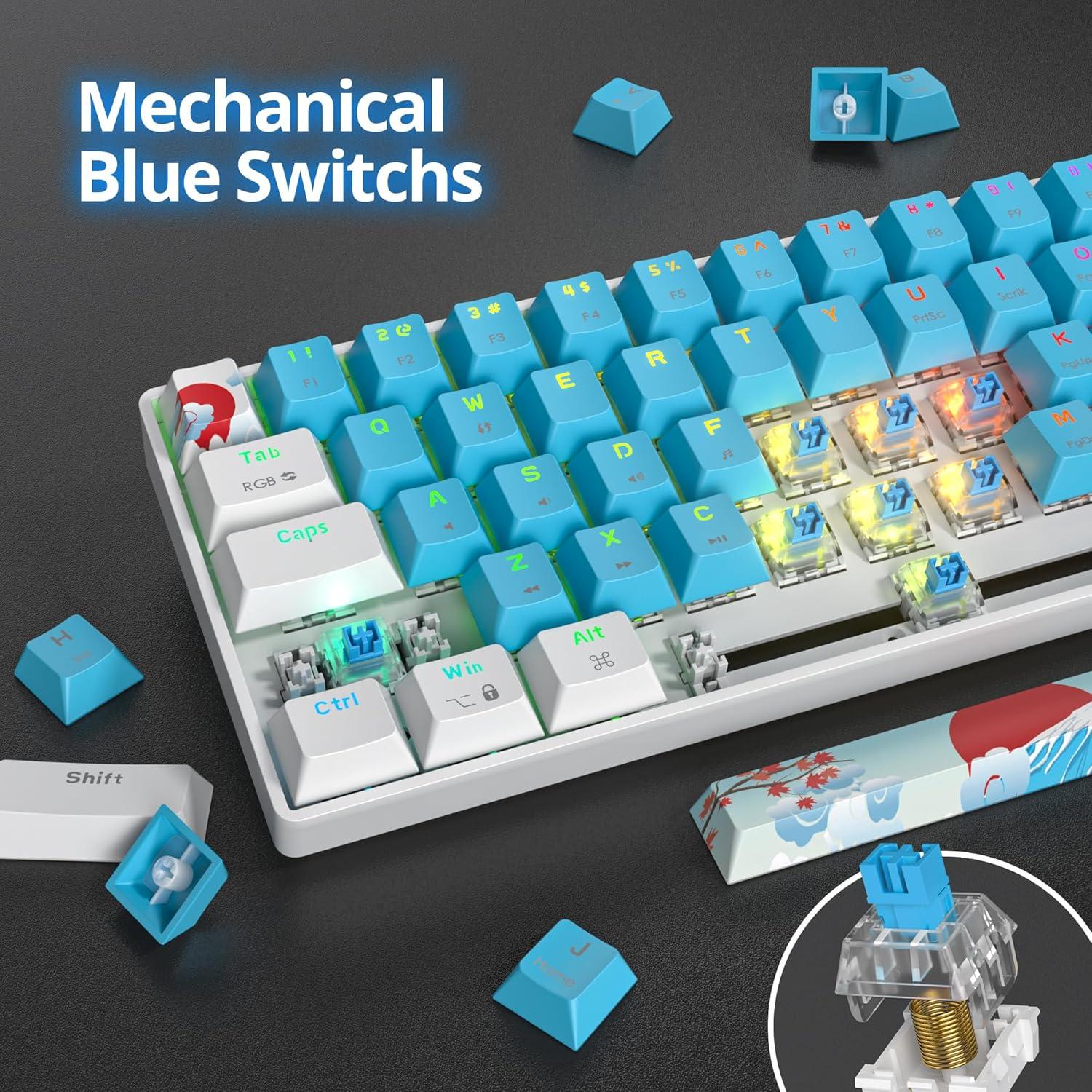 Teclado Mecánico Compacto CDTech 61 Teclas RGB Azul