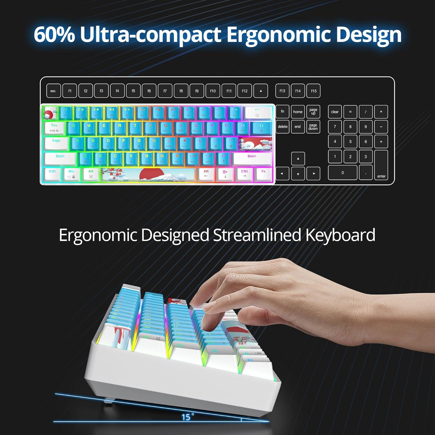 Teclado Mecánico Compacto CDTech 61 Teclas RGB Azul