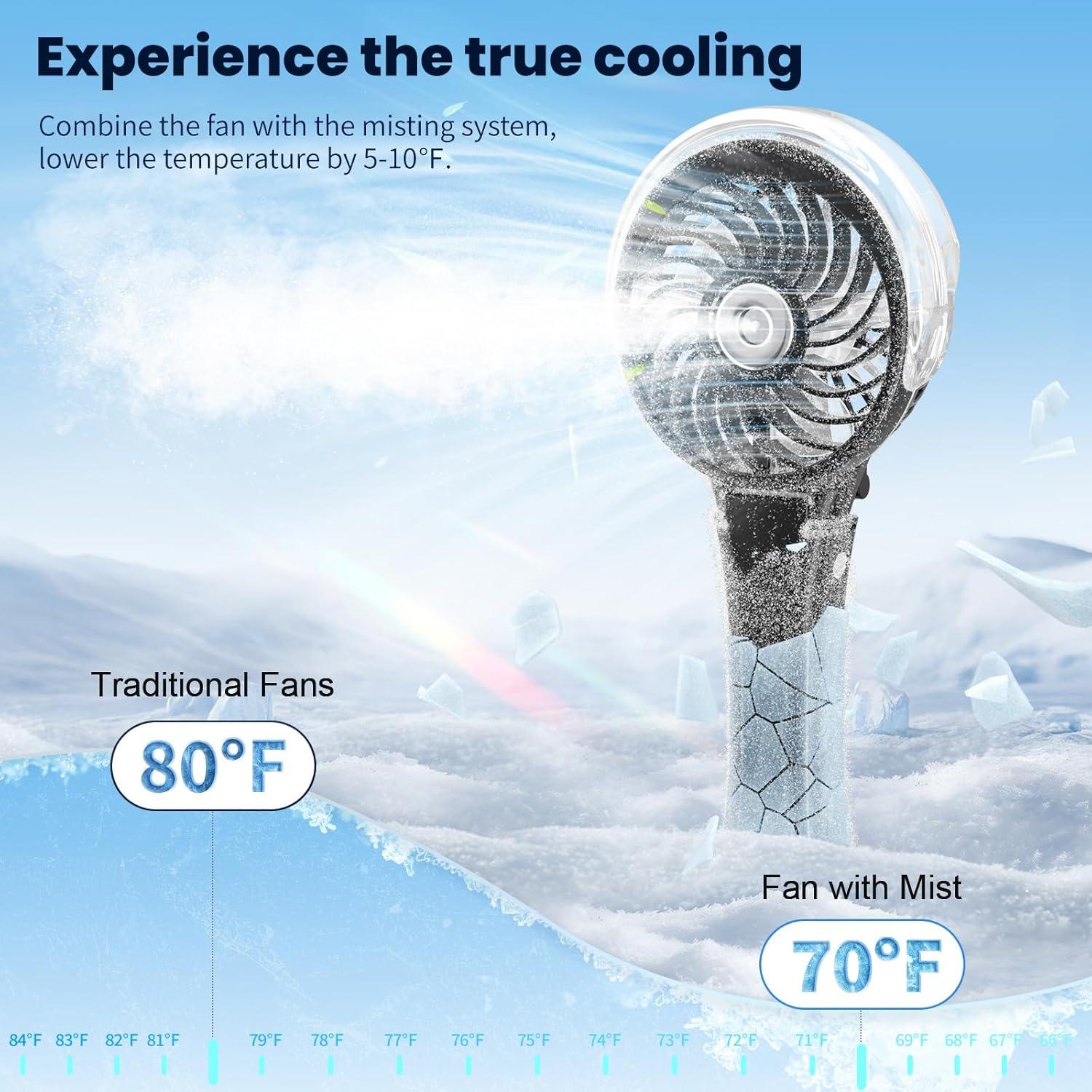Ventilador de Mano HandFan HF318C con Nebulización Recargable