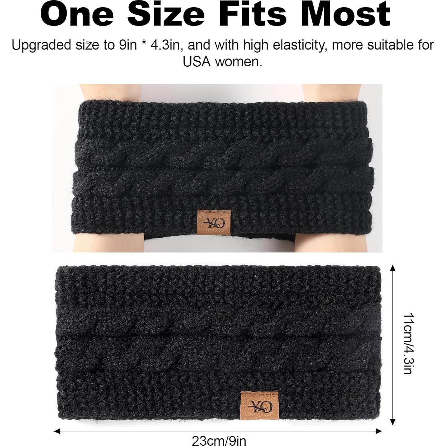 Diadema de Invierno Ymomode Negra Forrada de Felpa Cálida