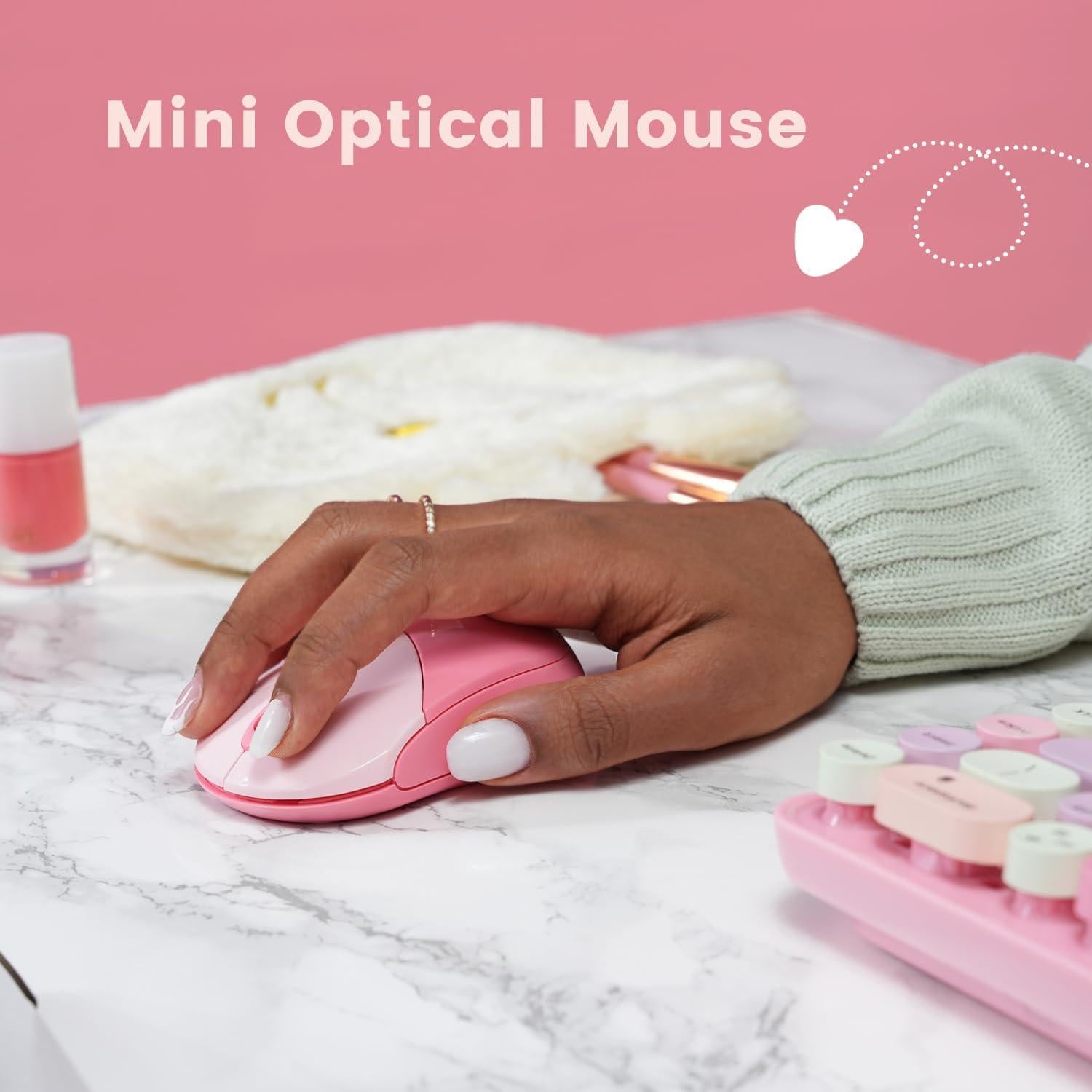 Combo Teclado y Ratón Perixx PERIDUO-802PK Rosa Vintage