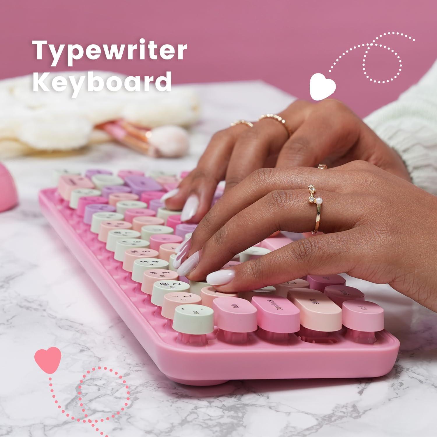 Combo Teclado y Ratón Perixx PERIDUO-802PK Rosa Vintage