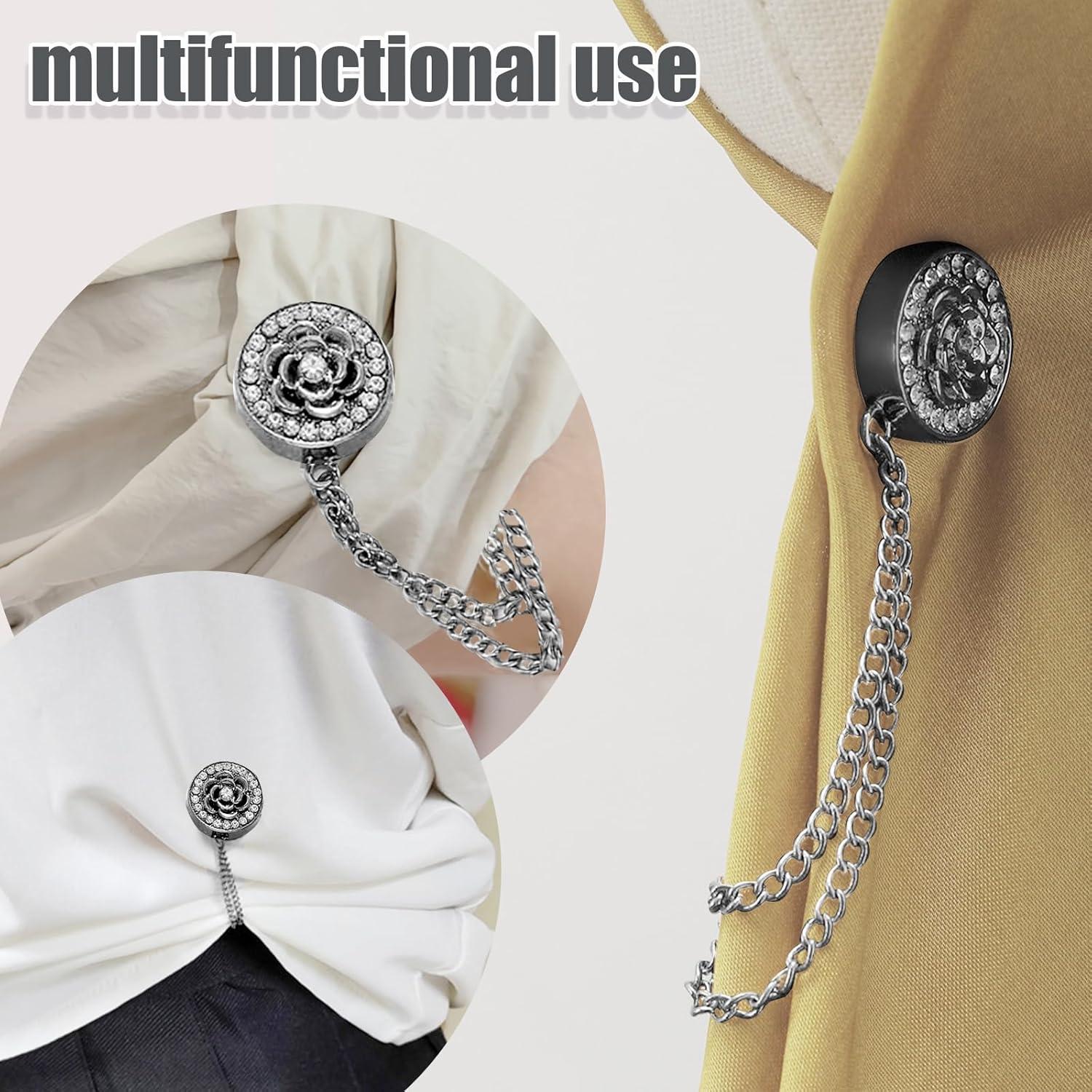 Clips Magnéticos para Dobladillos de Pantalones - 8 Unidades con Rhinestone