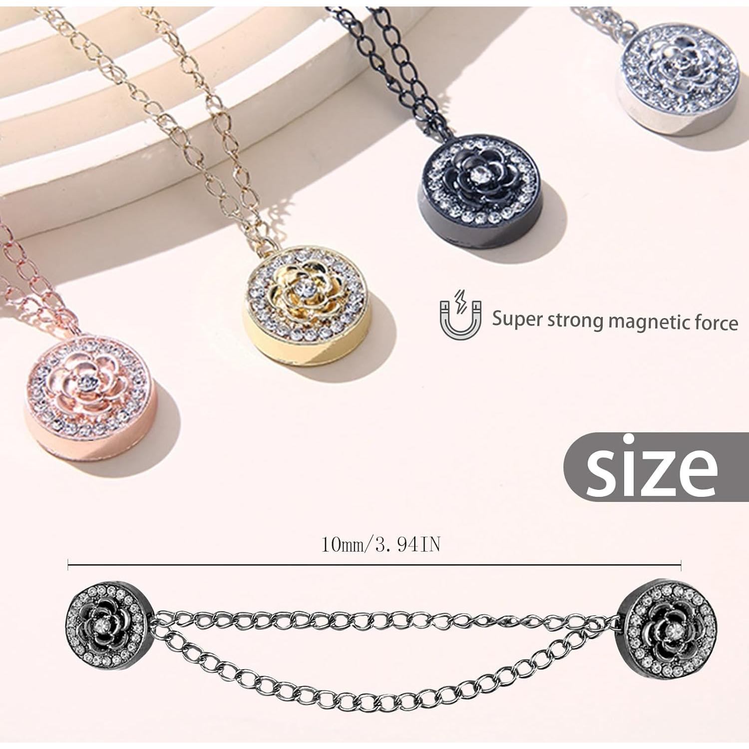 Clips Magnéticos para Dobladillos de Pantalones - 8 Unidades con Rhinestone