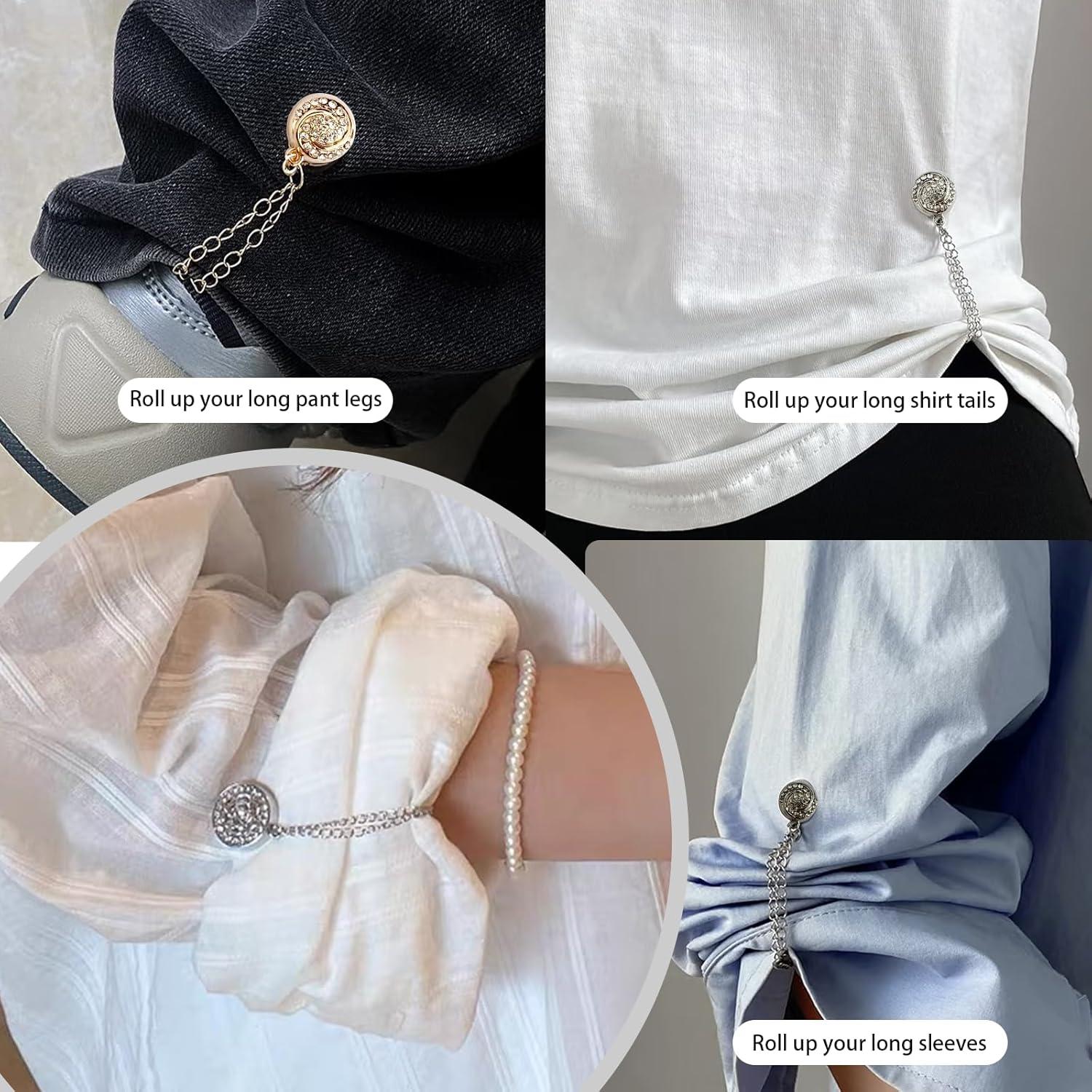 Clips Magnéticos para Dobladillos de Pantalones - 8 Unidades con Rhinestone