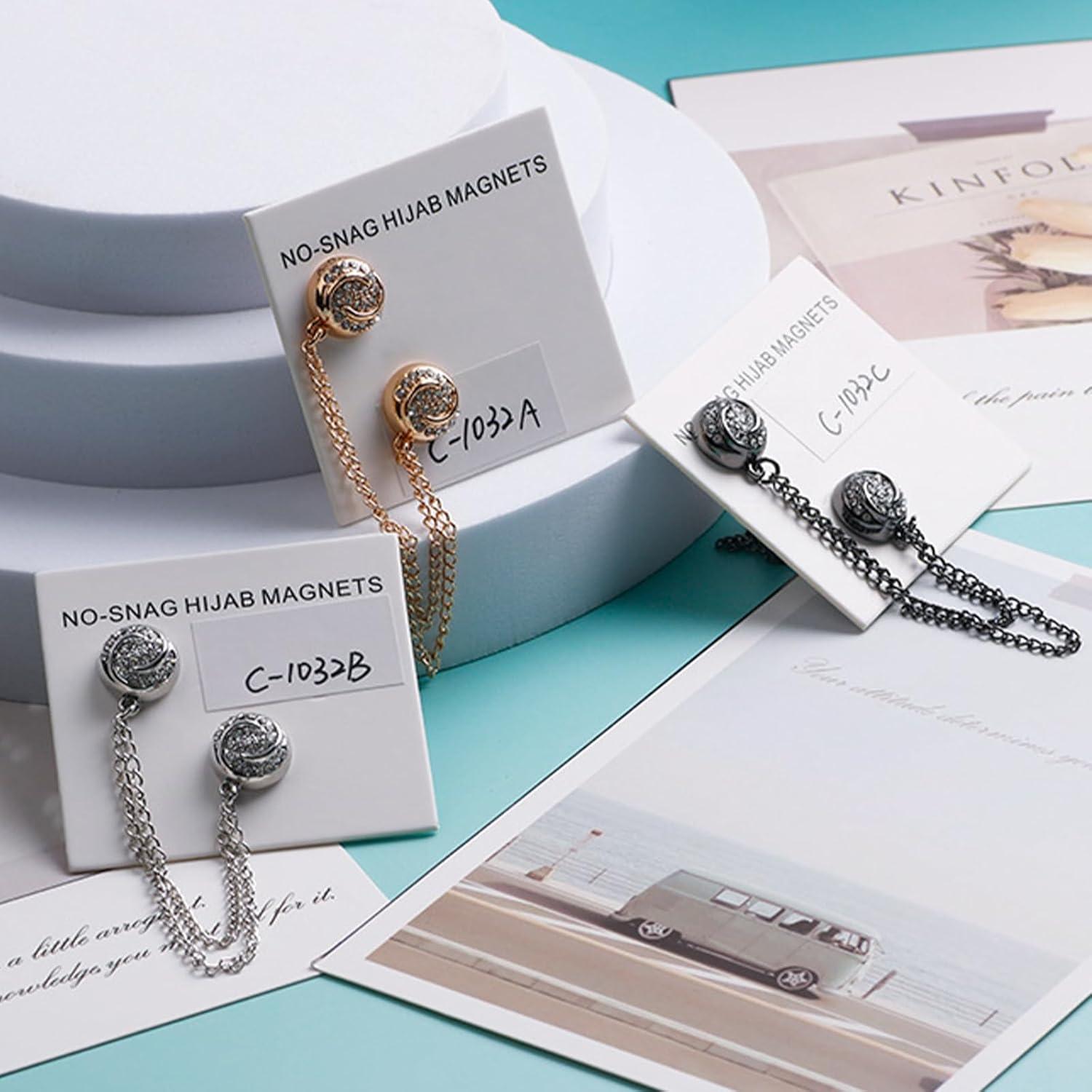 Clips Magnéticos para Dobladillos de Pantalones - 8 Unidades con Rhinestone