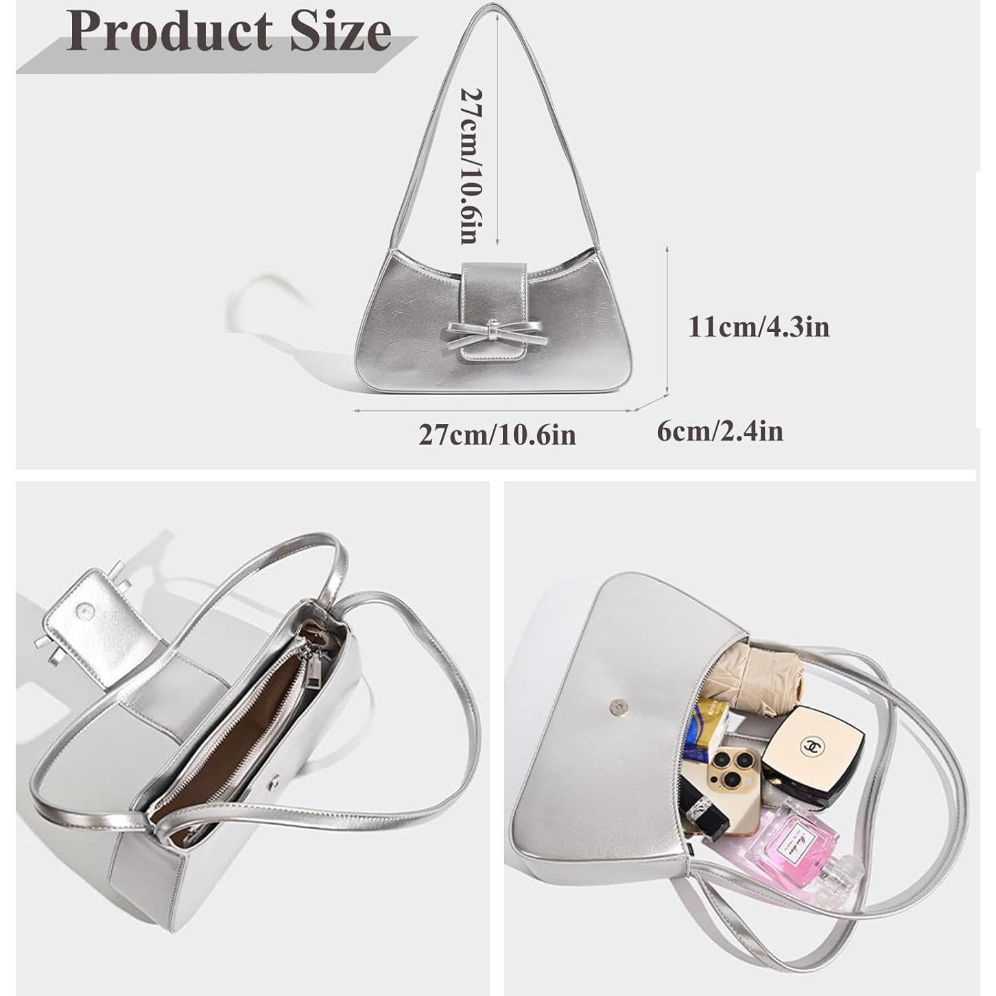 Bolso de Hombro Amszke Negro de Cuero PU con Lazo 27x6x11cm