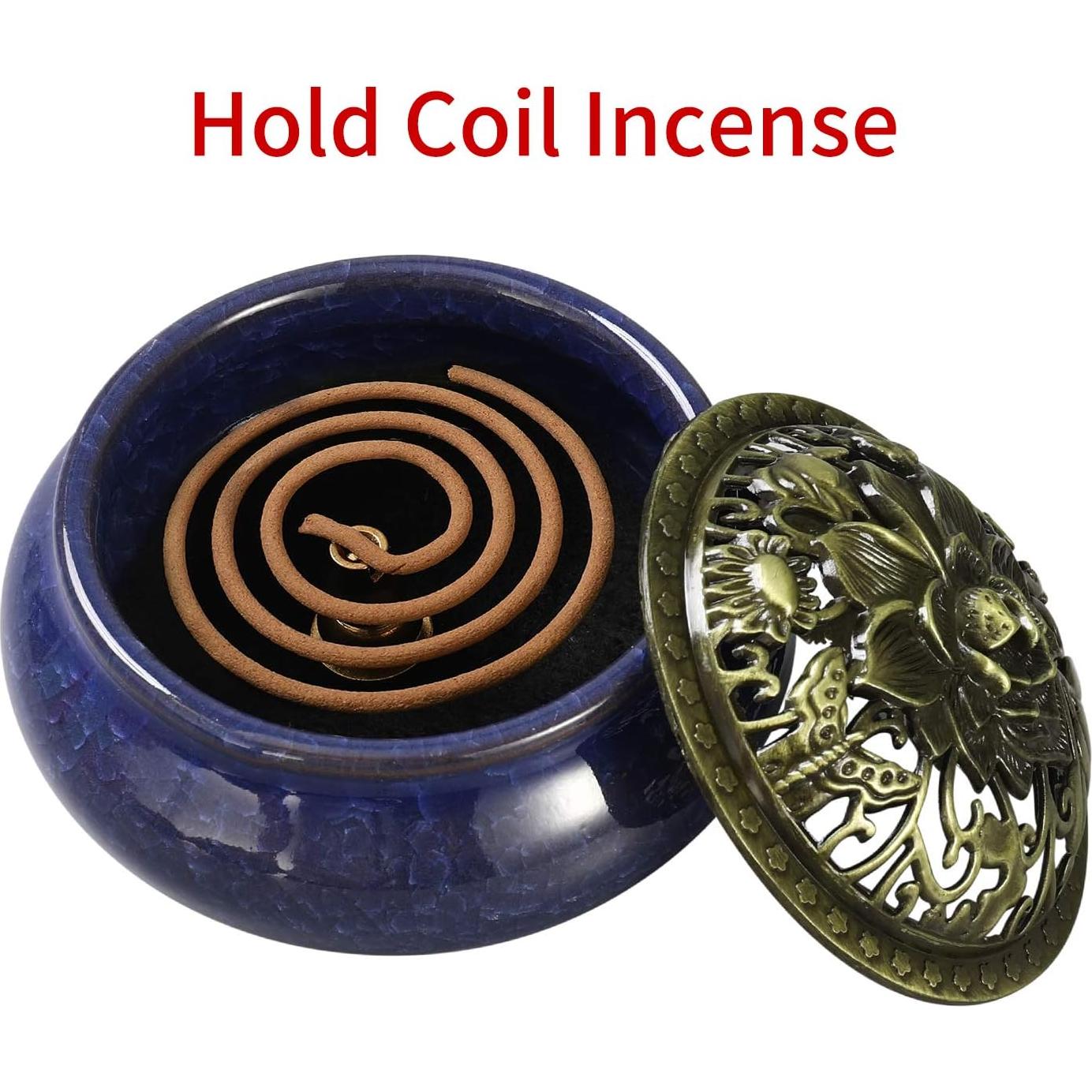 Quemador de Incienso MIUPOO Cerámica Azul Oscuro 10 cm