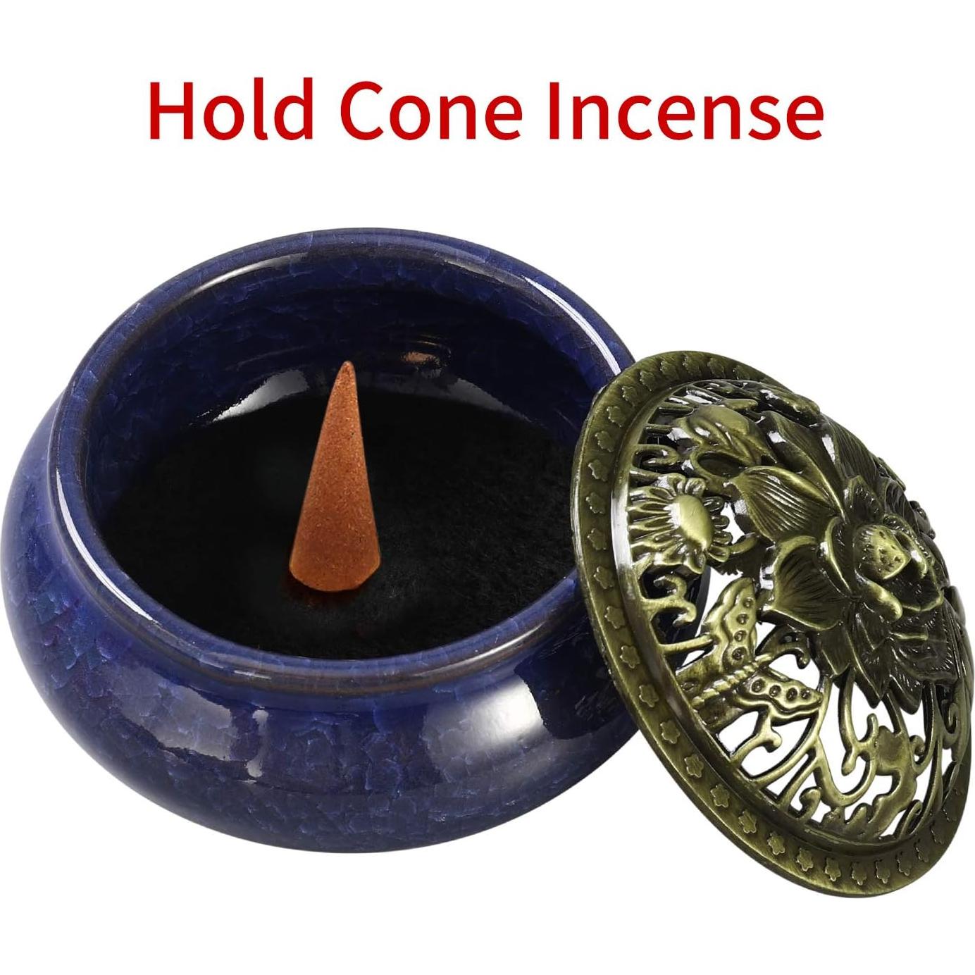 Quemador de Incienso MIUPOO Cerámica Azul Oscuro 10 cm