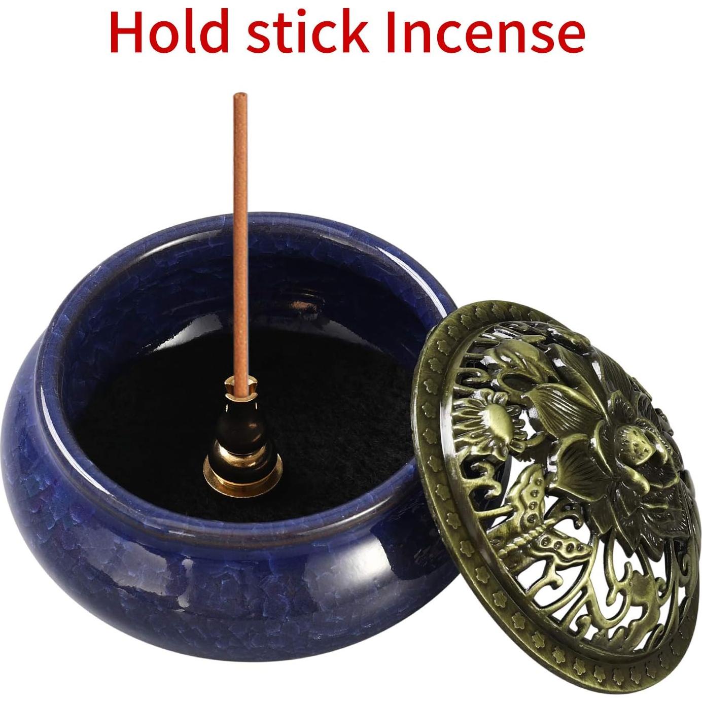 Quemador de Incienso MIUPOO Cerámica Azul Oscuro 10 cm