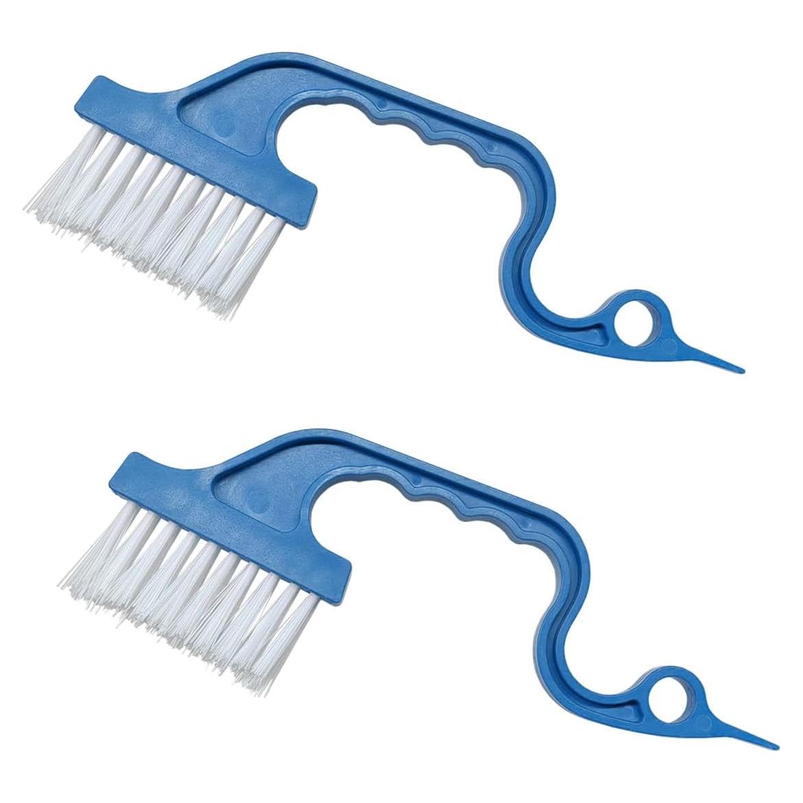 2PCS Car Window Track Cleaning Brush, Plastic Detailing Brush with Ergonomic Handle, Multipurpose Hard Bristle Sliding Door Track Cleaner, Car Window Cleaning Tool (Blue)