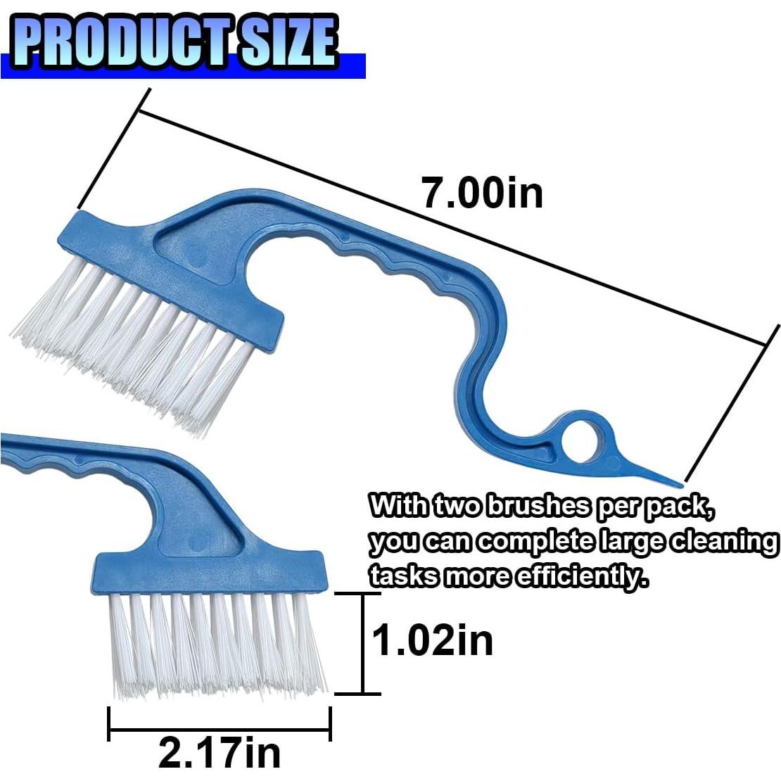 2PCS Car Window Track Cleaning Brush, Plastic Detailing Brush with Ergonomic Handle, Multipurpose Hard Bristle Sliding Door Track Cleaner, Car Window Cleaning Tool (Blue)