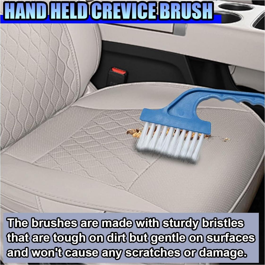 2PCS Car Window Track Cleaning Brush, Plastic Detailing Brush with Ergonomic Handle, Multipurpose Hard Bristle Sliding Door Track Cleaner, Car Window Cleaning Tool (Blue)