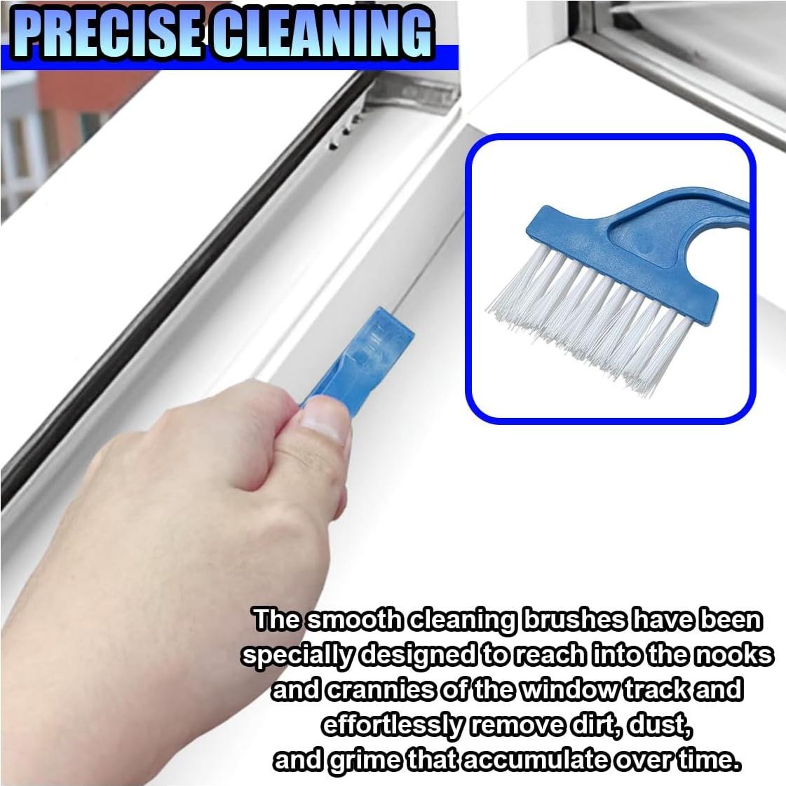 2PCS Car Window Track Cleaning Brush, Plastic Detailing Brush with Ergonomic Handle, Multipurpose Hard Bristle Sliding Door Track Cleaner, Car Window Cleaning Tool (Blue)