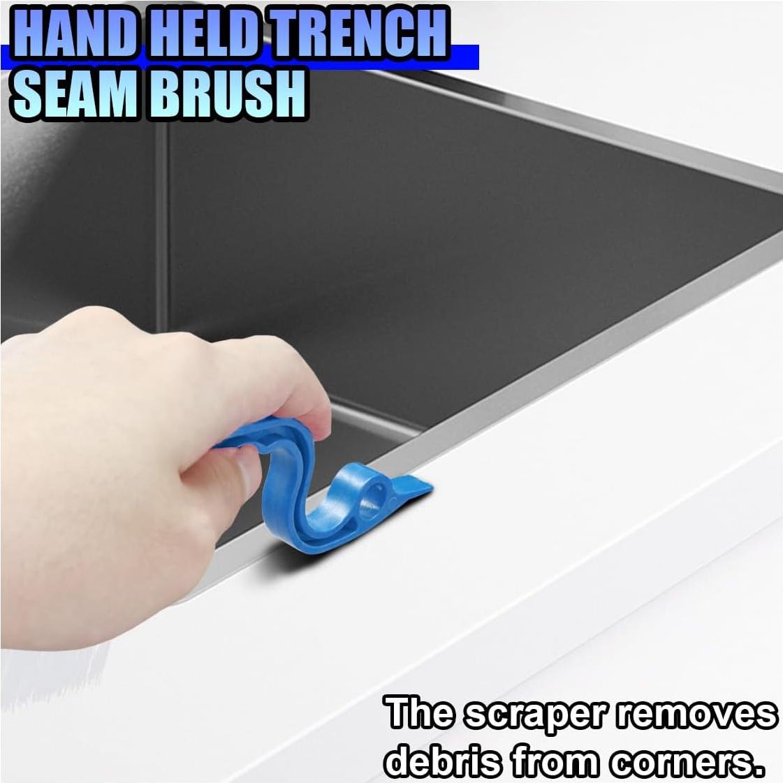 2PCS Car Window Track Cleaning Brush, Plastic Detailing Brush with Ergonomic Handle, Multipurpose Hard Bristle Sliding Door Track Cleaner, Car Window Cleaning Tool (Blue)