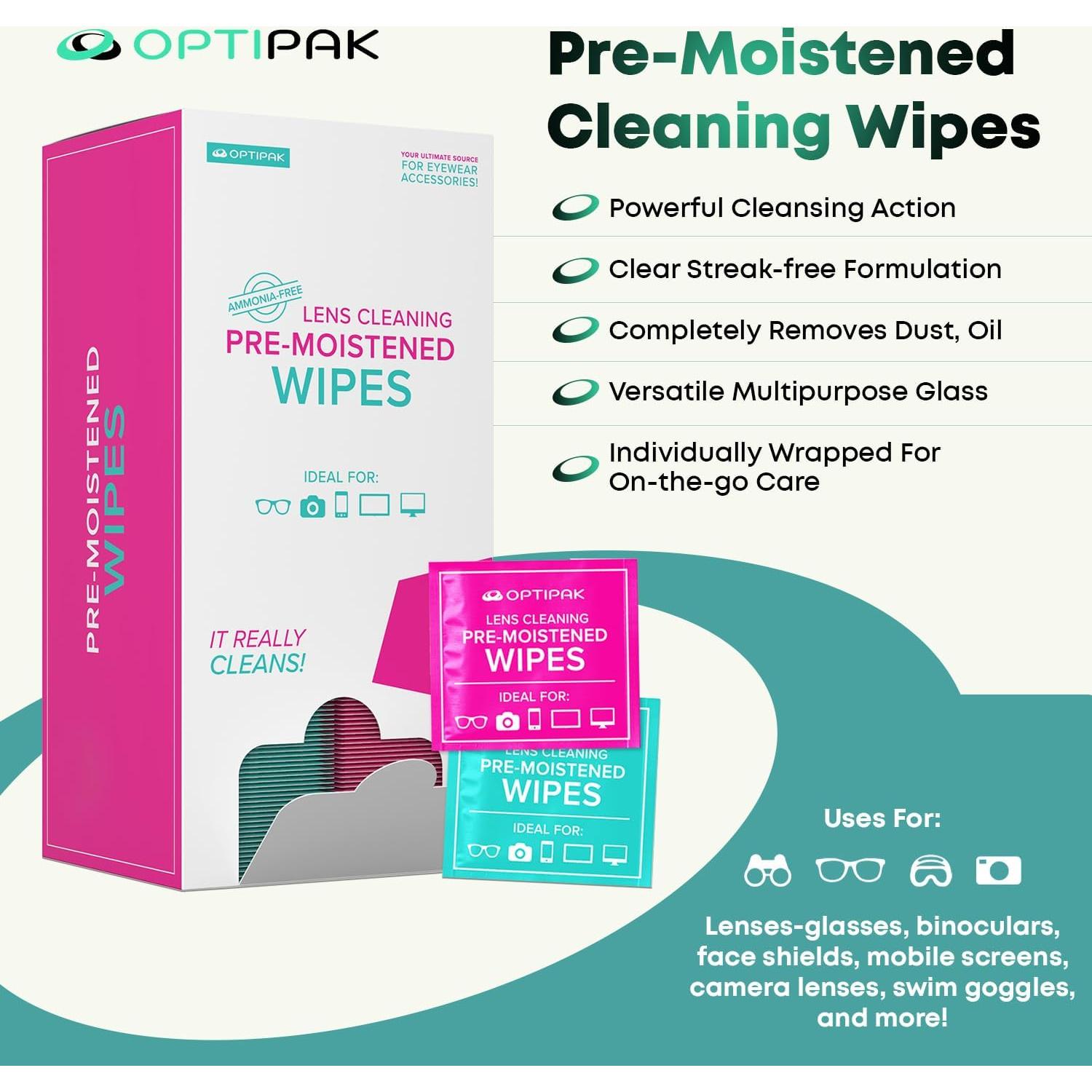 Toallitas de limpieza para lentes OPTIPAK 60 unidades prehumedecidas