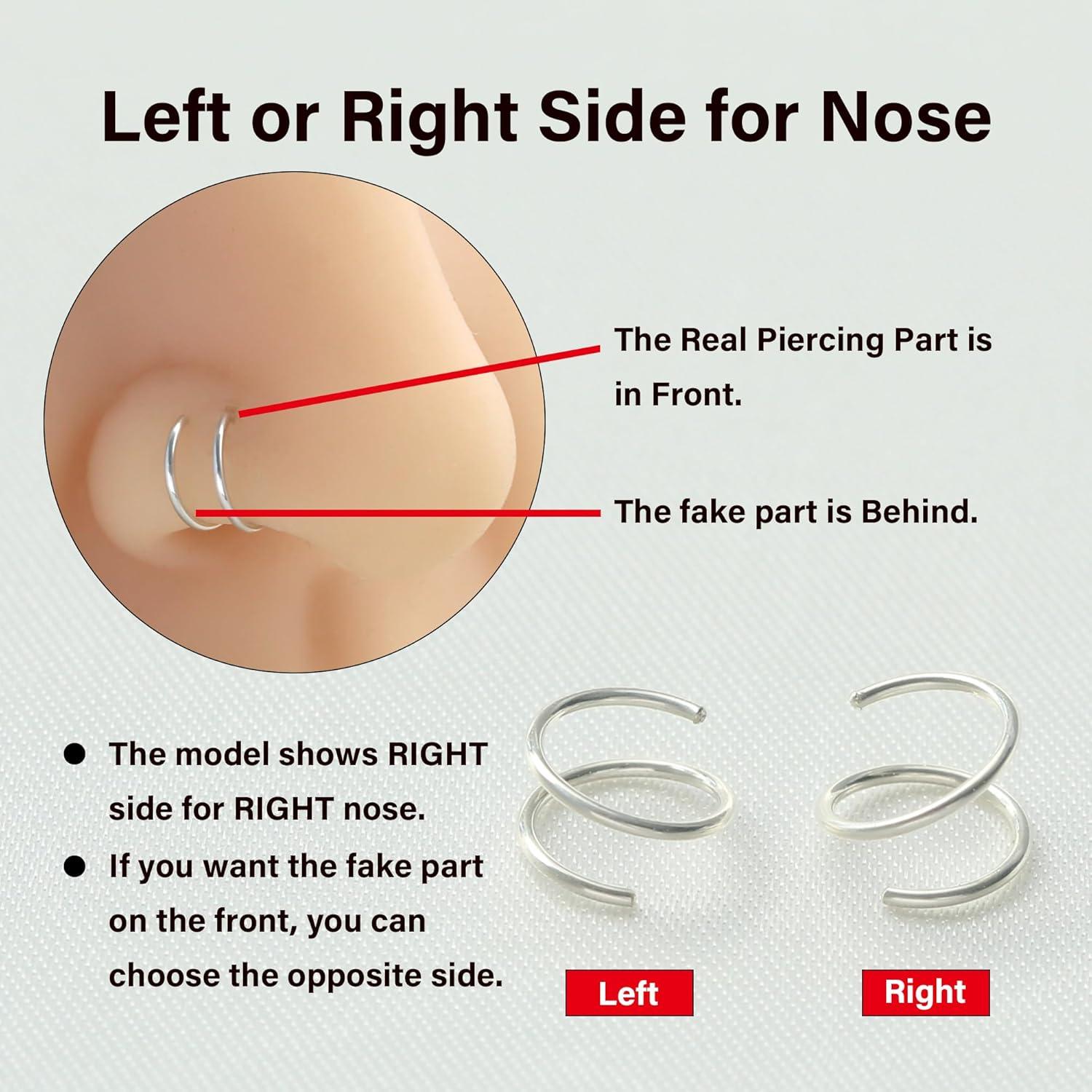 Anillo de nariz doble oro 14K 6mm 20g hipoalergénico