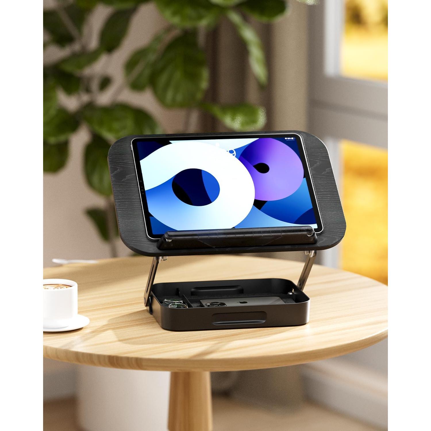 Soporte de Libro Ajustable SupeDesk con Almacenamiento Negro