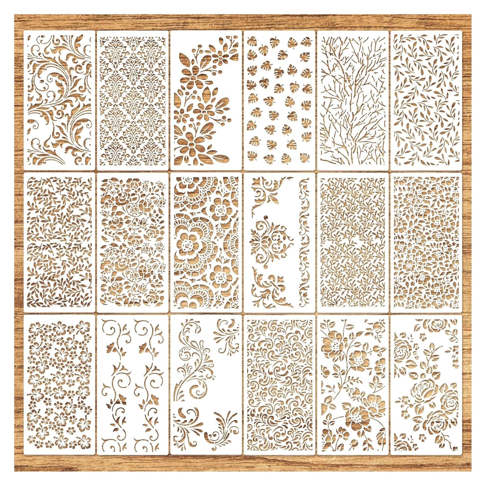 Plantillas Reutilizables para Pintura Floral Yhliua 19.8x10.2 cm