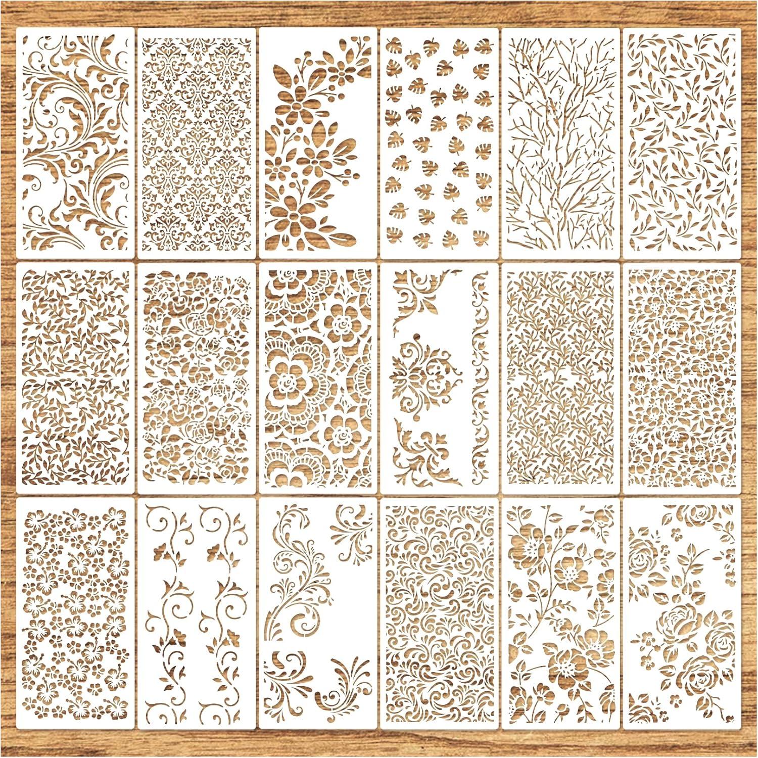 Plantillas Reutilizables para Pintura Floral Yhliua 19.8x10.2 cm