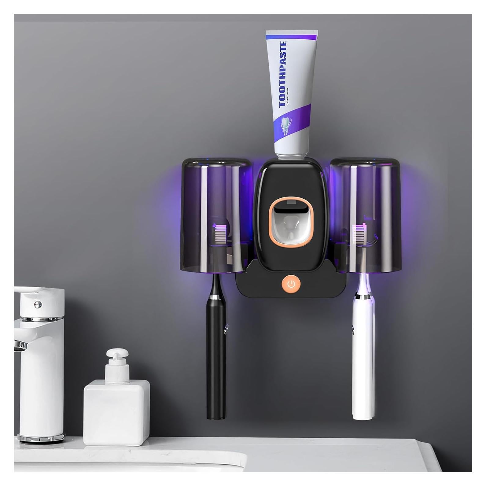 Soporte Limpiador de Cepillos de Dientes LXIANGN Negro 3 en 1