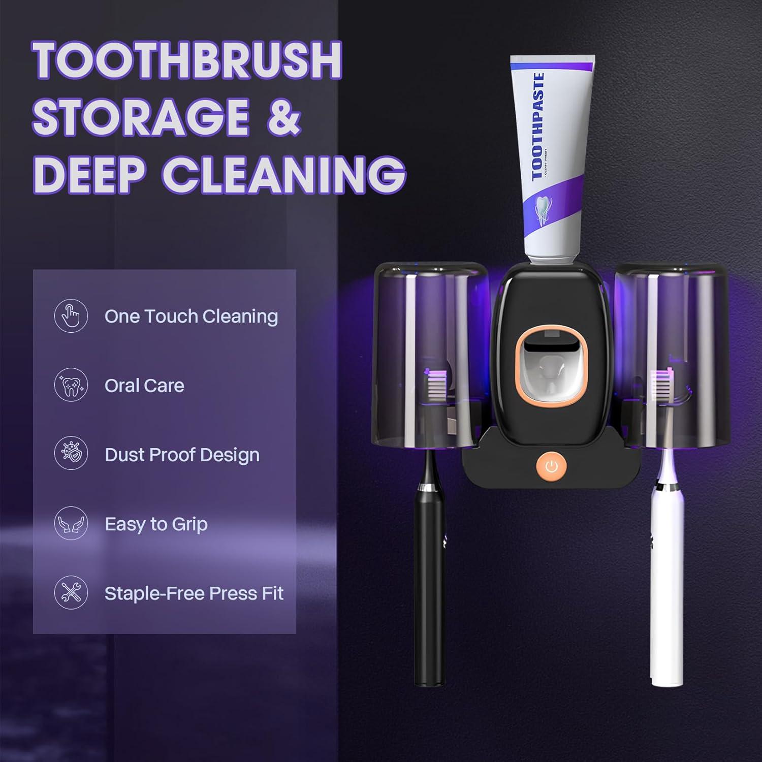 Soporte Limpiador de Cepillos de Dientes LXIANGN Negro 3 en 1