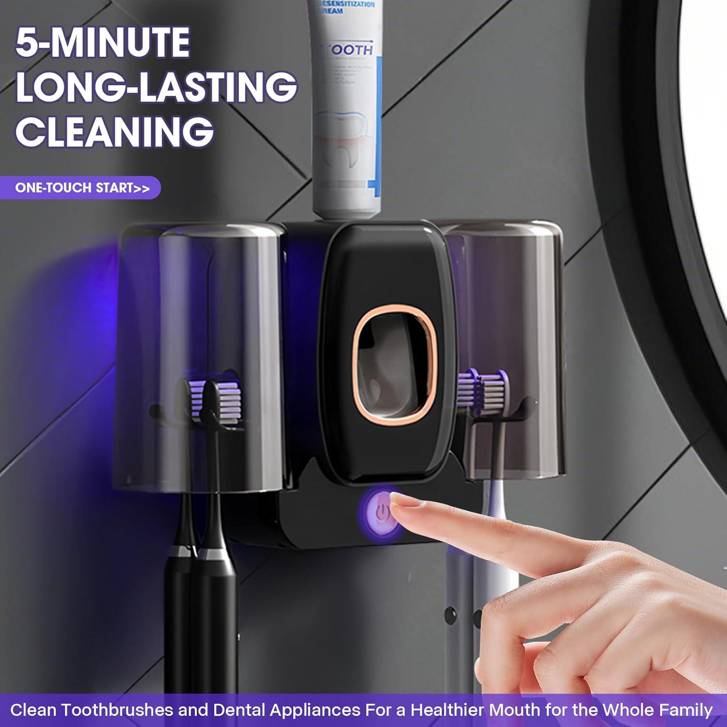 Soporte Limpiador de Cepillos de Dientes LXIANGN Negro 3 en 1