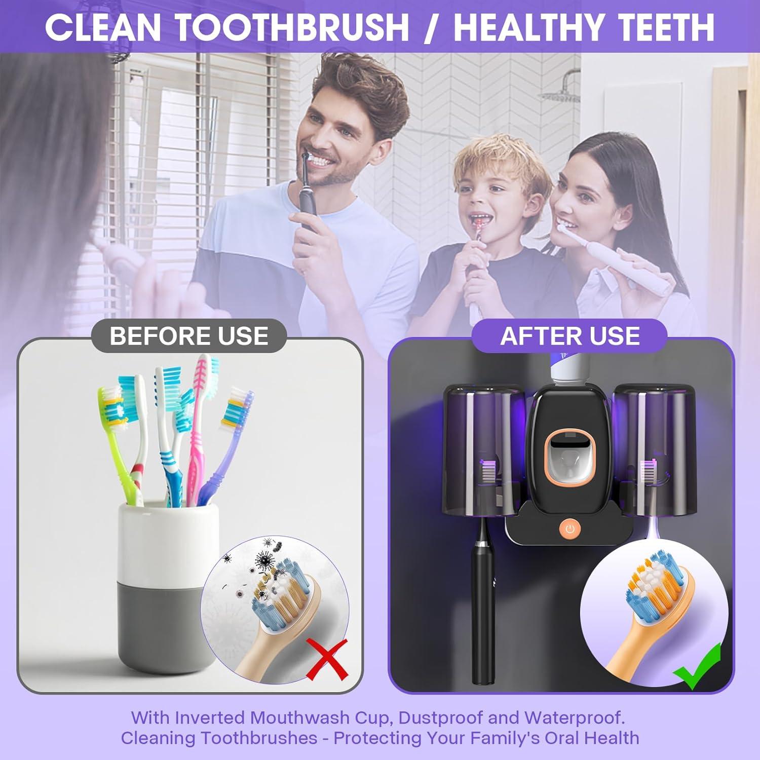 Soporte Limpiador de Cepillos de Dientes LXIANGN Negro 3 en 1