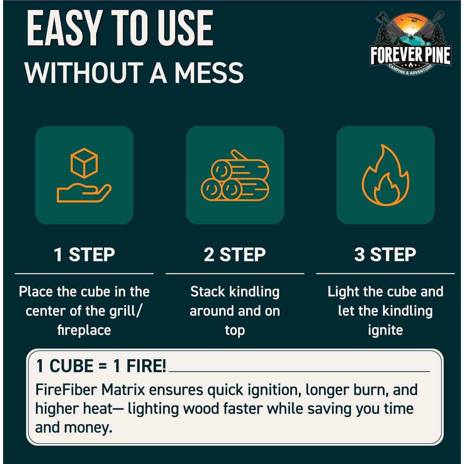 Cubos de Encendido de Fuego Naturales Forever Pine 160 pcs