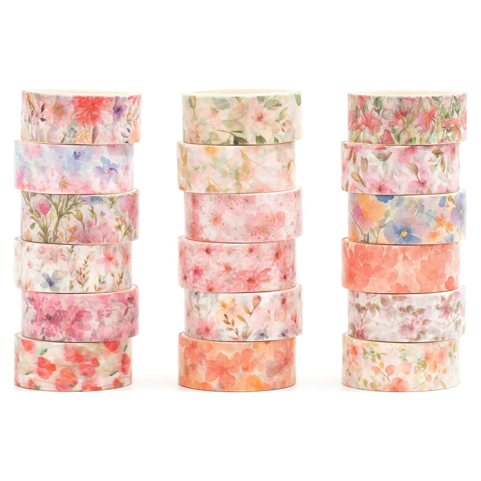Conjunto de 18 Rollos de Cinta Washi Floral Songdao 15mm