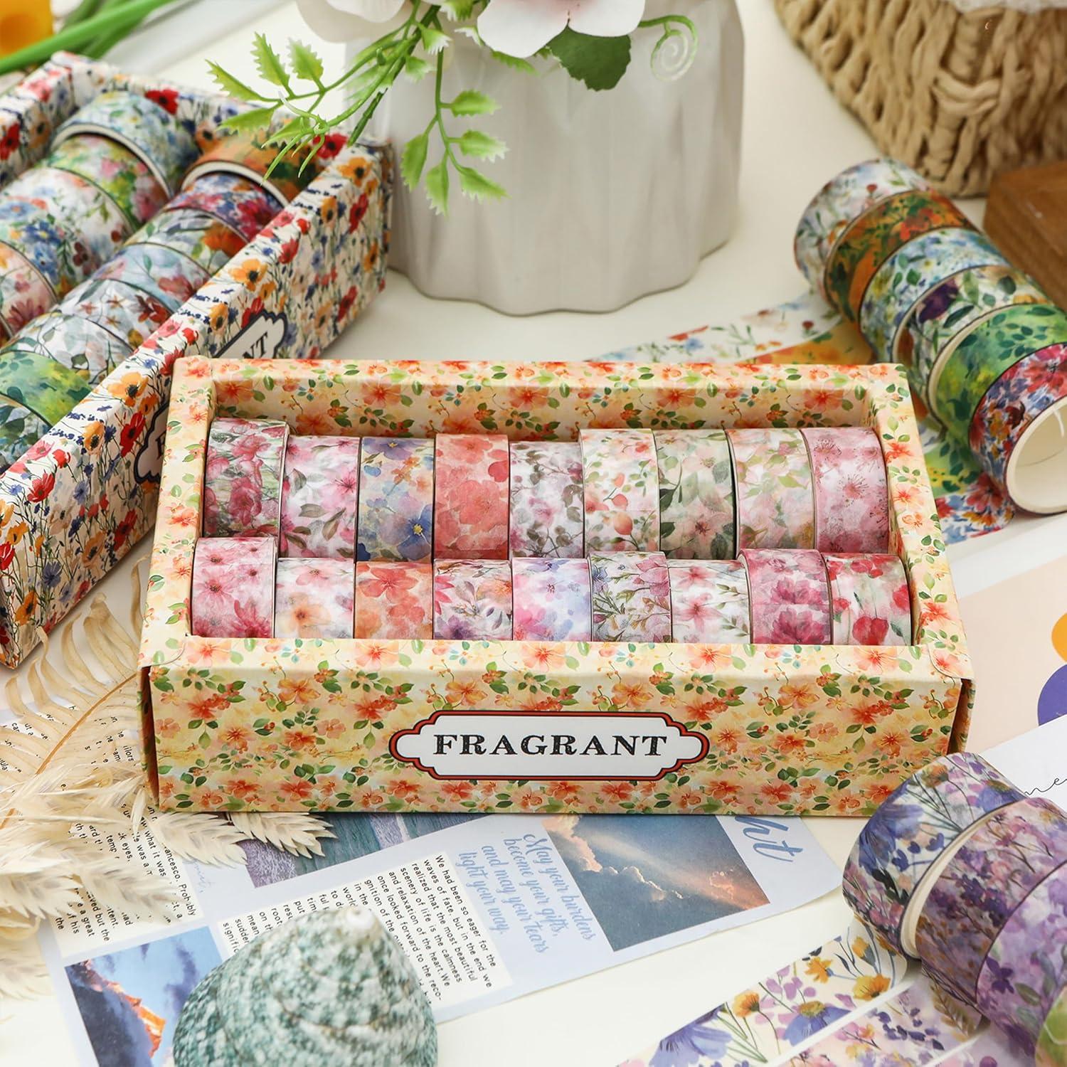Conjunto de 18 Rollos de Cinta Washi Floral Songdao 15mm